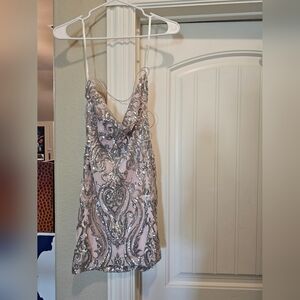 Windsor Silver and Pink Mini Dress